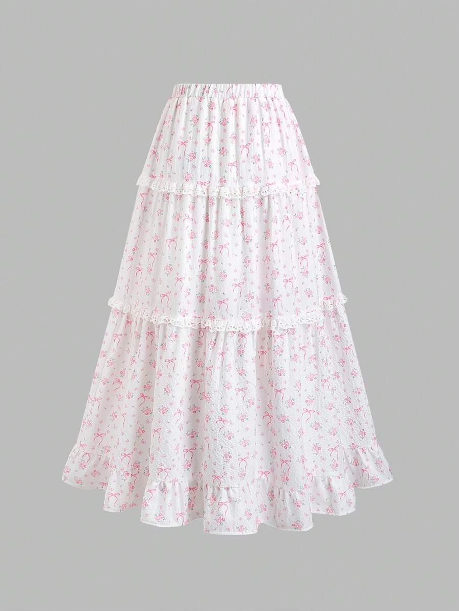 Sweetra 春夏新款休闲百搭甜美森女风松紧腰A字中裙