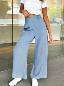 SHEIN Essnce 夏季度假休闲松紧腰阔腿裤