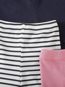 Baby Girls' Summer Casual Cute Knitted Ribbed Shorts - Multicolor - View 3