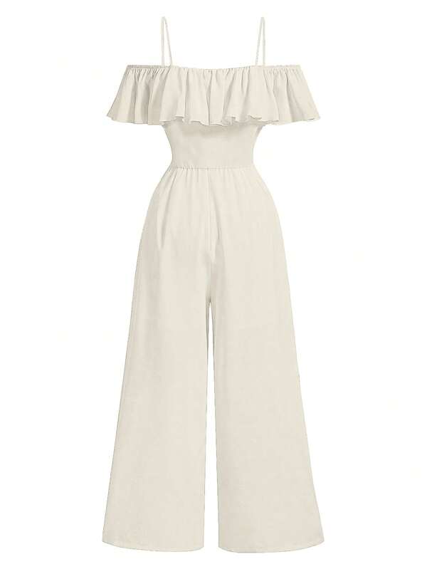 SHEIN Mädchen großer Tween-Mädchen schwarzer Jumpsuit, Drop-Shoulder, Sommer