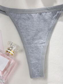 SHEIN 4pcs Seamless Plain G-Strings, Minimalist And Fashionable, Suitable For Summer - Multicolor - View 3