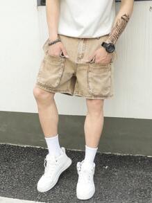 Manfinity LEGND Pantalones cortos vaqueros holgados y casuales de carga para hombres