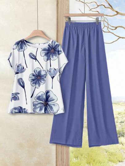 Rusticease 2 st/set kvinnor Slim Fit mångsidig topp & shorts set, lämplig för vår och sommar