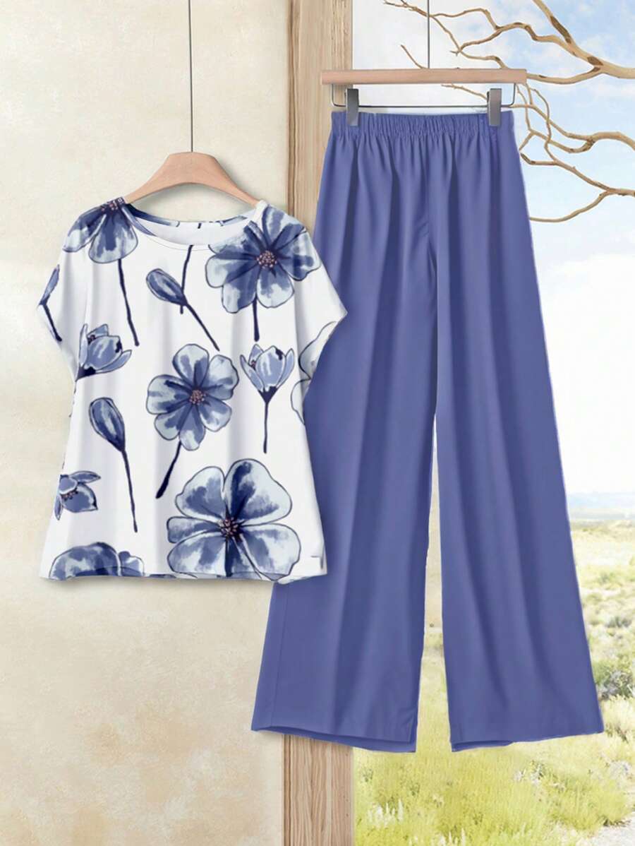 Rusticease 2pcs/Set Women Slim Fit Versatile Top & Shorts Set, Suitable For Spring & Summer,Summer Sets Suitable For Going Out - Multicolor - View 1