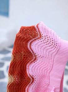 Skyraze Women's Multicolor Knitwear Sweater Pants: Casual Semi-Sheer Shorts With A Knot Detail - Multicolor - View 6