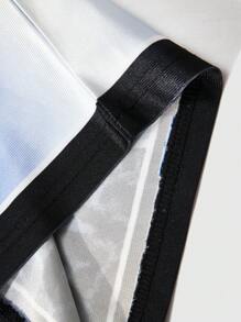 ROMWE MEN Prep Áo thun Polo họa tiết da báo chắp vá họa tiết số dành cho nam, phù hợp mặc thường ngày, mùa xuân/hè - Màu xanh lam - Xem 6