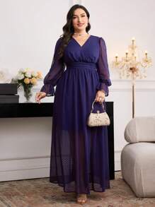 Modelyn Vestido casual de manga larga de unicolor de talla grande, diseño minimalista y elegante apto para el verano