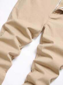 Chillumni Plus Size Men's Casual Plain Color Slim Fit Denim Jeans - Apricot - View 3