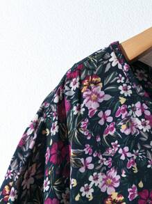 Rusticease Women's Vacation Casual Ditsy Ditsy Floral Short Sleeve Dress - Purple - View 4