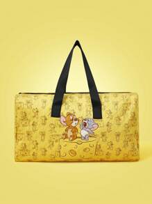 TOM & JERRY X SHEIN Cute Cartoon Mouse Print Large Capacity Foldable Travel Bag