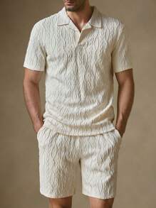 Manfinity VCAY 2pcs Men's Slim Fit Turndown Collar Short Sleeve Casual Polo Shirt Set, Suitable For Summer