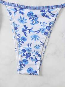 Swim Mod Women Floral Print Bikini Set - Brown - View 4