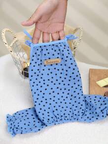PETSIN Blue Casual Sports Style DADAGOU Stars Pattern Breathable Fabric Lightweight Summer Pet Traction Jumpsuit