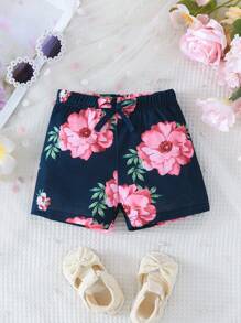 3 件装 女婴花卉印花彩色短裤 - 彩色 - 查看 4