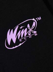 The Winx X SHEIN Tween Girl Figure Graphic Round Neck Short Sleeve T-Shirt, Summer