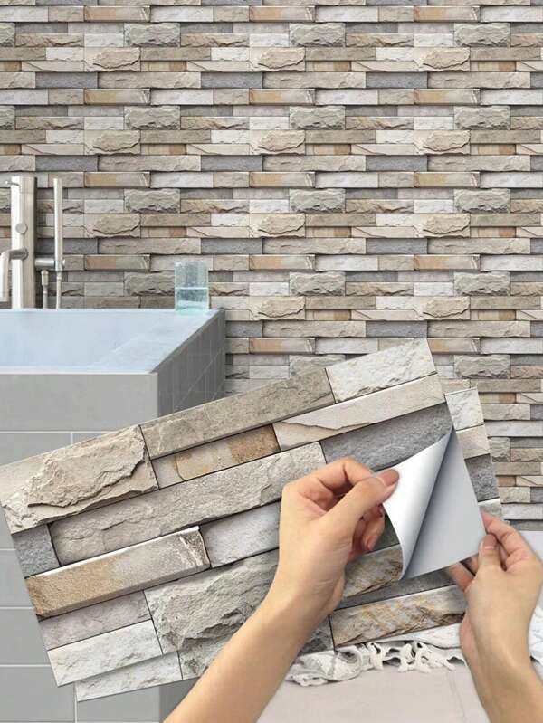 7pcs/Set Brick Pattern Wall Paper, Modern PVC Removable Self Adhesive Wall Tile Sticker. For Home Decor