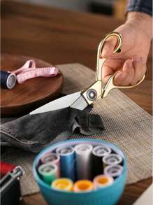 1pc Golden Fabric Scissors Stainless Steel Sharp Tailor Scissors Clothing Scissors Professional Heavy Duty Dressmaking Shears Sewing Tailor - Gold - View 4