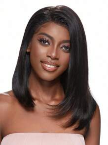 Transparent Lace Short Straight Pixie Cut Bob Wigs 13 X 4 Lace Front Natural Black Color Human Hair Wigs 150 Density Short Bob Lace Frontal Closure Wig Remy Human Hair - S1 - View 4