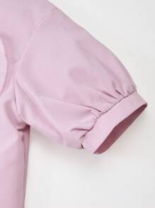 SHEIN Explorewe Tween Girls Front Button Short Sleeve Print Casual Shirt - Dusty Pink - View 4