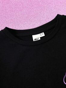 The Winx X SHEIN Tween Girl Figure Graphic Round Neck Short Sleeve T-Shirt, Summer