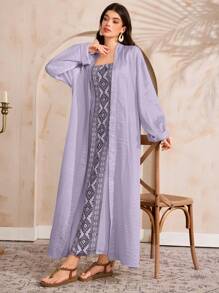 Al Najma 2pcs Conservative Long Length Set Two Pieces Outfits For Women - Purple - View 4