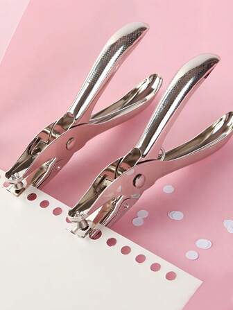 1 pieza Perforadora manual de metal de un solo agujero para oficina escolar para manualidades de scrapbooking, bordes, de vuelta a la escuela, útiles escolares