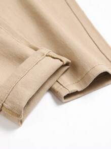 Chillumni Plus Size Men's Casual Plain Color Slim Fit Denim Jeans - Apricot - View 7