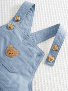 Cozy Pixies Peto corto informal con estampado de oso de dibujos animados para bebé niño, versátil
