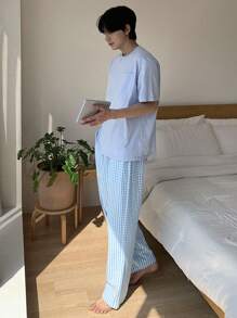 DAZY Blue T-Shirt And Loungewear Set For Men, Spring/Summer Pajama - Multicolor - View 6