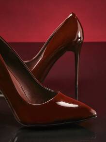 SHUZIA 女士尖头细高跟人造漆皮材质高跟鞋 - 巧克力棕 - 查看 6