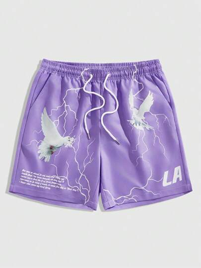 Street Life Men's Y2K Print Casual Shorts, Suitable For Everyday Wear In Spring/Summer