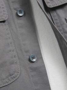 Chillumni Men's Casual Solid Color Long Sleeve Denim Shirt - Grey - View 7