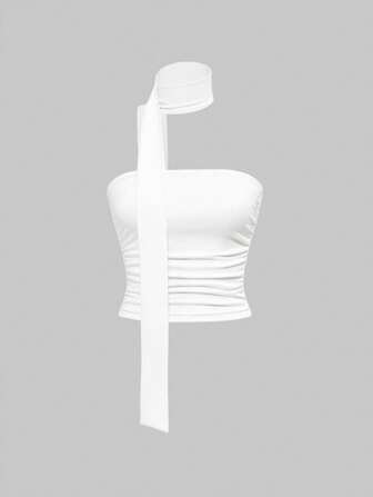 Grunge Punk Top bandeau ajustado con fruncido y estampado de leopardo en estilo Y2K para mujeres