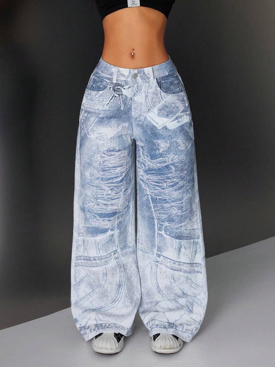 SHEIN ICON Women's Minimalist Fashion Jeans, Suitable For Summer - Multicolor - View 1