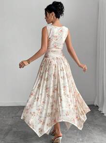Modelyn Elegant Women's Floral Print Sleeveless Dress,Sun Dresses For Women - Multicolor - View 2