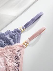 SHEIN 14pcs/Set Sexy Lace Floral Women G-String Panties With Luxury Rhinestone Decorations - Multicolor - View 8