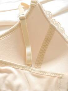 Teens/Girls Comfortable Lace Bra With Bow Accent - Champagne - View 3