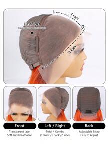 Short Bob Wig Human Hair 13x4 Lace Frontal Lace Wig Straight 4/350 Colored Human Hair Wig Lace Front Wigs Human Hair Pre Plucked Orange Cut Bob Wigs For Women Human Hair Wig