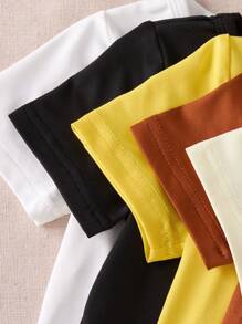 5 件套女婴休闲圆领短袖 T 恤，夏季 - 彩色 - 查看 4