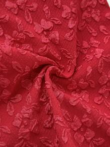 Souflis Souflis 2 Stück/Set Baby Mädchen 0-3 Jahre elegante Mode 3D Blumen strukturierte Stoff Stehkragen ärmelloses Jacke und Shorts Set - Rot - Übersicht 8