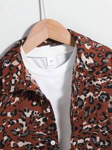 1 Piece Young Boy Casual Sports College Street Japanese And Korean Loose Fit With Leopard Print Shirt Suitable For Daily Use - Multicolor - View 7