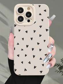 Nat Orona 1pc Fashionable Beige Heart Pattern Phone Case - White - View 3