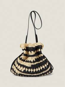 Muvela Women's Striped Drawstring Bohemian Style Crossbody Bag - Multicolor - View 2
