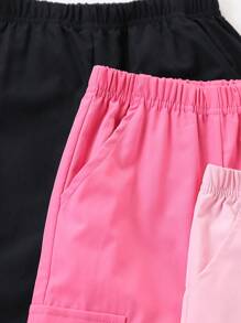 Elladie kids 年轻女孩休闲纯色工装裤