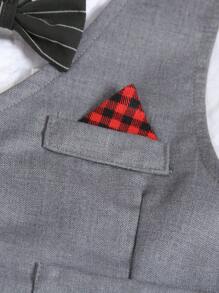 SHEIN 2pcs Baby Boy Vest Waistcoat & Loose Shorts Gentleman Outfit Set, Suitable For Special Occasions Like Weddings, Birthdays, And Daily Wear, Adorable And Stylish