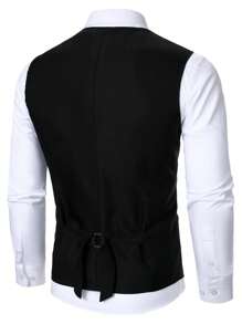 Calvornis 男士亮片闪光马甲，适合正式场合和演出，可作燕尾服背心穿着 - 黑色 - 查看 2