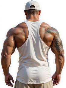 Manfinity Sport Corelite Men's Gym Tank Top: White, Sleeveless, Round Neck, Semi-Sheer Fabric, Regular Length Performance Tee For Weightlifting And Fitness,GYM,Breathable - White - View 2