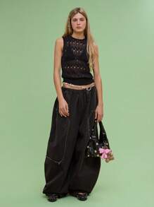 COUREZ Crew Neck Knitted Black Vest Y2K Sexy Winter Clothes For Women Casual Fall Clothes For Women