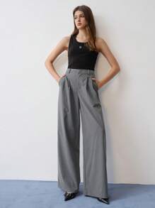 MOTF STUDIO FOLD PLEATED SLANT POCKET PANTS - Grey - View 4
