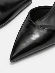 CUCCOO CURVES Plus Size High Heel Shoes, Pointed Toe With Buckle Decor, Slip-On Back Strap - Black - View 8